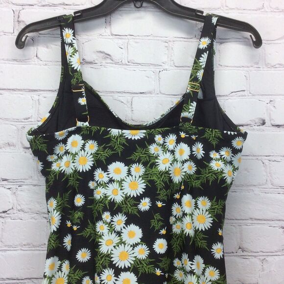 Hilor One Piece Swimsuit Women’s Size 16 Daisy Shirred Tank Tummy Control Retro - Picture 8 of 10